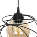 GloboStar® GLINDER 201-0068 Vintage Κρεμαστό Φωτιστικό Οροφής Πλέγμα Μονόφωτο 1 x E27 IP20 Μαύρο Μέταλλο - Μ20 x Π20 x Υ68cm - Image 8