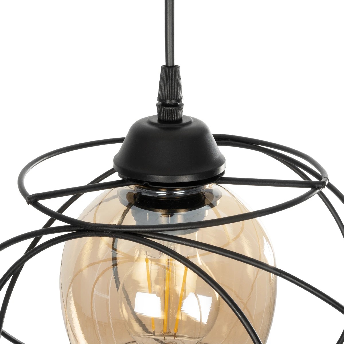 GloboStar® GLINDER 201-0068 Vintage Κρεμαστό Φωτιστικό Οροφής Πλέγμα Μονόφωτο 1 x E27 IP20 Μαύρο Μέταλλο - Μ20 x Π20 x Υ68cm - Image 8