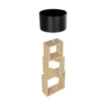 GloboStar® LUMO 201-0070 Μοντέρνο Επιδαπέδιο Φωτιστικό Μονόφωτο 1 x E27 IP20 Μπεζ Ξύλο με Μαύρο Ύφασμα - Μ37 x Π37 x Υ155cm - Image 4