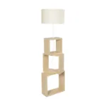 GloboStar® LUMO 201-0071 Μοντέρνο Επιδαπέδιο Φωτιστικό Μονόφωτο 1 x E27 IP20 Μπεζ Ξύλο με Μπεζ Ύφασμα - Μ37 x Π37 x Υ155cm - Image 3
