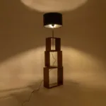 GloboStar® LUMO 201-0072 Μοντέρνο Επιδαπέδιο Φωτιστικό Μονόφωτο 1 x E27 IP20 Καρυδί Ξύλο με Μαύρο Ύφασμα - Μ37 x Π37 x Υ155cm - Image 2