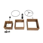 GloboStar® LUMO 201-0072 Μοντέρνο Επιδαπέδιο Φωτιστικό Μονόφωτο 1 x E27 IP20 Καρυδί Ξύλο με Μαύρο Ύφασμα - Μ37 x Π37 x Υ155cm - Image 8