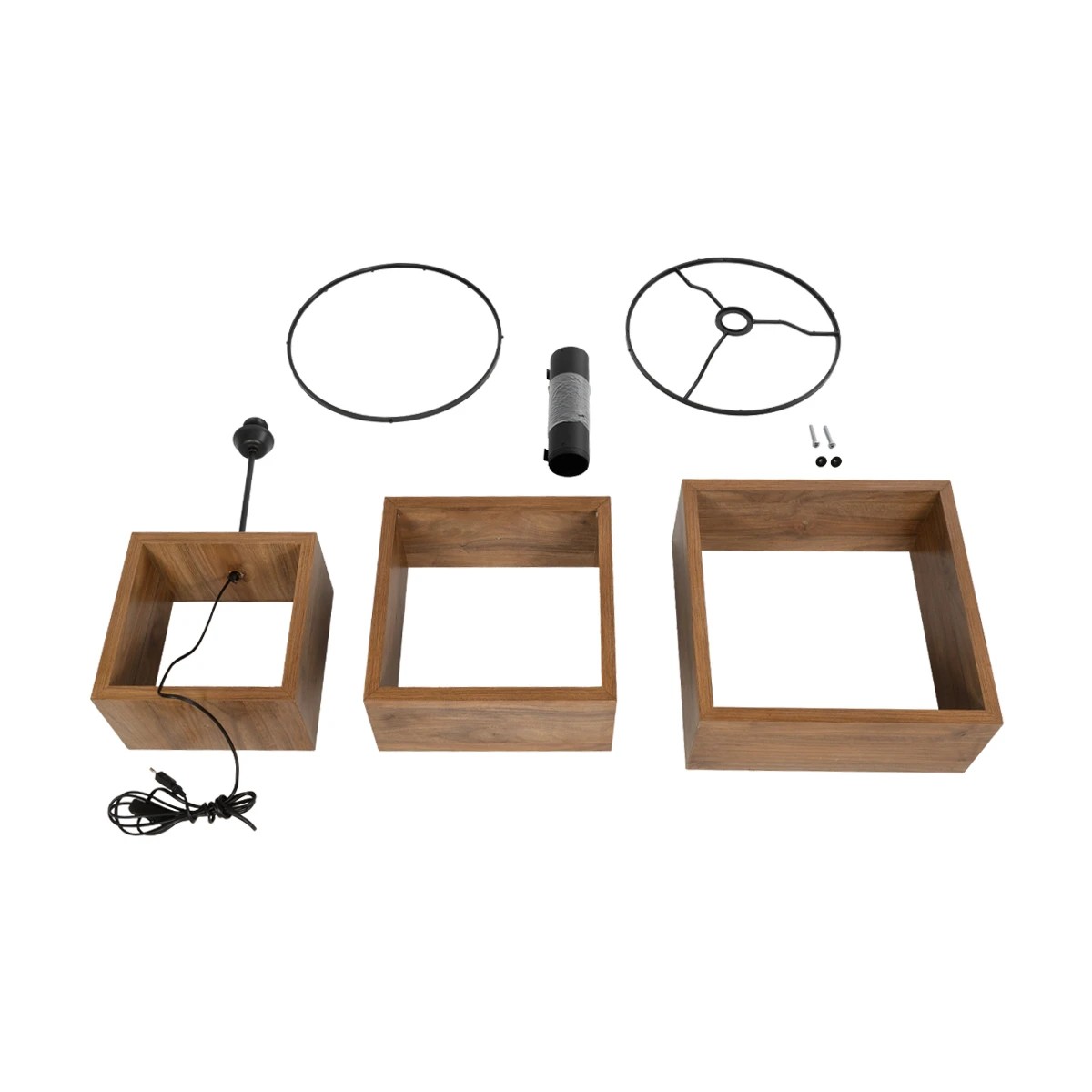 GloboStar® LUMO 201-0072 Μοντέρνο Επιδαπέδιο Φωτιστικό Μονόφωτο 1 x E27 IP20 Καρυδί Ξύλο με Μαύρο Ύφασμα - Μ37 x Π37 x Υ155cm - Image 8