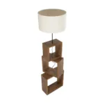 GloboStar® LUMO 201-0073 Μοντέρνο Επιδαπέδιο Φωτιστικό Μονόφωτο 1 x E27 IP20 Καρυδί Ξύλο με Μπεζ Ύφασμα - Μ37 x Π37 x Υ155cm - Image 4