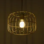 GloboStar® LUCANA 201-0074 Vintage Κρεμαστό Φωτιστικό Πλέγμα Μονόφωτο 1 x E27 IP20 Χρυσό Μέταλλο - Μ30 x Π30 x Υ70cm - Image 2