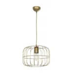 GloboStar® LUCANA 201-0074 Vintage Κρεμαστό Φωτιστικό Πλέγμα Μονόφωτο 1 x E27 IP20 Χρυσό Μέταλλο - Μ30 x Π30 x Υ70cm - Image 3