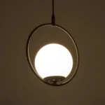 GloboStar® CIRCLE 201-0075 Vintage Κρεμαστό Φωτιστικό  Μονόφωτο Μπάλα  1 x E27 IP20 Μαύρο Μέταλλο με Γαλακτερό Γυαλί - Μ20 x Π25 x Υ70cm - Image 2