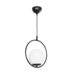 GloboStar® CIRCLE 201-0075 Vintage Κρεμαστό Φωτιστικό  Μονόφωτο Μπάλα  1 x E27 IP20 Μαύρο Μέταλλο με Γαλακτερό Γυαλί - Μ20 x Π25 x Υ70cm - Image 3