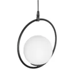 GloboStar® CIRCLE 201-0075 Vintage Κρεμαστό Φωτιστικό  Μονόφωτο Μπάλα  1 x E27 IP20 Μαύρο Μέταλλο με Γαλακτερό Γυαλί - Μ20 x Π25 x Υ70cm - Image 6