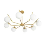 GloboStar® CANTILIER 201-0076 Vintage Φωτιστικό Οροφής Μπάλα Πολύφωτο 8 x E27 IP20 Χρυσό Μέταλλο με Γαλακτερό Γυαλί - Μ87 x Π87 x Υ52cm - Image 4