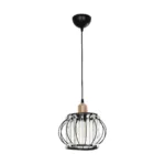 GloboStar® LUCERO 201-0078 Vintage Κρεμαστό Φωτιστικό Πλέγμα Μονόφωτο 1 x E27 IP20 Μαύρο και Χρυσό Μέταλλο - Μ16 x Π16 x Υ70cm - Image 3