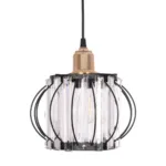 GloboStar® LUCERO 201-0078 Vintage Κρεμαστό Φωτιστικό Πλέγμα Μονόφωτο 1 x E27 IP20 Μαύρο και Χρυσό Μέταλλο - Μ16 x Π16 x Υ70cm - Image 4