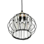 GloboStar® LUCERO 201-0078 Vintage Κρεμαστό Φωτιστικό Πλέγμα Μονόφωτο 1 x E27 IP20 Μαύρο και Χρυσό Μέταλλο - Μ16 x Π16 x Υ70cm - Image 5