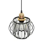 GloboStar® LUCERO 201-0078 Vintage Κρεμαστό Φωτιστικό Πλέγμα Μονόφωτο 1 x E27 IP20 Μαύρο και Χρυσό Μέταλλο - Μ16 x Π16 x Υ70cm - Image 6