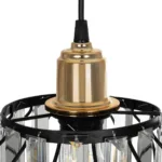GloboStar® LUCERO 201-0078 Vintage Κρεμαστό Φωτιστικό Πλέγμα Μονόφωτο 1 x E27 IP20 Μαύρο και Χρυσό Μέταλλο - Μ16 x Π16 x Υ70cm - Image 8