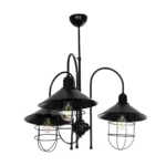 GloboStar® BLAZEO 201-0079 Vintage Κρεμαστό Φωτιστικό Καμπάνα Τρίφωτο 3 x E27 IP20 Μαύρο Μέταλλο - Μ40 x Π40 x Υ40cm - Image 3