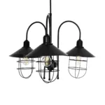 GloboStar® BLAZEO 201-0079 Vintage Κρεμαστό Φωτιστικό Καμπάνα Τρίφωτο 3 x E27 IP20 Μαύρο Μέταλλο - Μ40 x Π40 x Υ40cm - Image 4