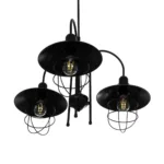 GloboStar® BLAZEO 201-0079 Vintage Κρεμαστό Φωτιστικό Καμπάνα Τρίφωτο 3 x E27 IP20 Μαύρο Μέταλλο - Μ40 x Π40 x Υ40cm - Image 5
