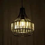 GloboStar® LUMAON 201-0081 Vintage Κρεμαστό Φωτιστικό Πλέγμα Μονόφωτο 1 x E27 IP20 Μαύρο Μέταλλο - Μ28 x Π28 x Υ80cm - Image 2