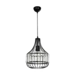 GloboStar® LUMAON 201-0081 Vintage Κρεμαστό Φωτιστικό Πλέγμα Μονόφωτο 1 x E27 IP20 Μαύρο Μέταλλο - Μ28 x Π28 x Υ80cm - Image 3