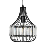 GloboStar® LUMAON 201-0081 Vintage Κρεμαστό Φωτιστικό Πλέγμα Μονόφωτο 1 x E27 IP20 Μαύρο Μέταλλο - Μ28 x Π28 x Υ80cm - Image 4