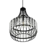 GloboStar® LUMAON 201-0081 Vintage Κρεμαστό Φωτιστικό Πλέγμα Μονόφωτο 1 x E27 IP20 Μαύρο Μέταλλο - Μ28 x Π28 x Υ80cm - Image 5
