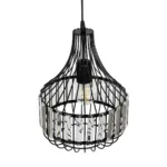GloboStar® LUMAON 201-0081 Vintage Κρεμαστό Φωτιστικό Πλέγμα Μονόφωτο 1 x E27 IP20 Μαύρο Μέταλλο - Μ28 x Π28 x Υ80cm - Image 6