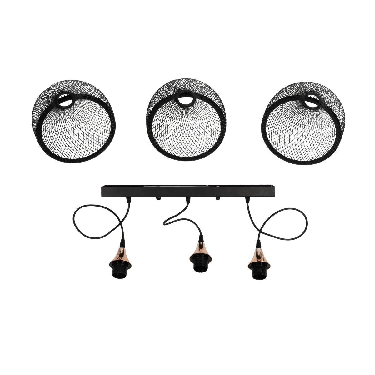 GloboStar® GLIND 201-0082 Vintage Κρεμαστό Φωτιστικό Ράγα Ράγα Τρίφωτο 3 x E27 IP20 Μαύρο Μέταλλο - Μ55 x Π25 x Υ70cm - Image 10