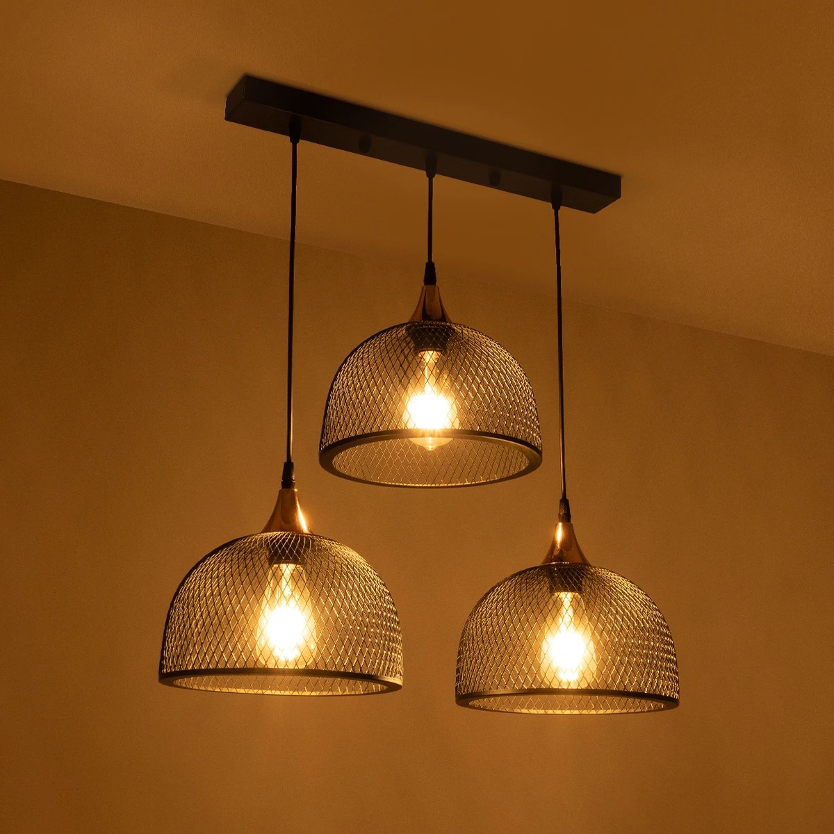 GloboStar® GLIND 201-0082 Vintage Κρεμαστό Φωτιστικό Ράγα Ράγα Τρίφωτο 3 x E27 IP20 Μαύρο Μέταλλο - Μ55 x Π25 x Υ70cm - Image 2