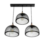 GloboStar® GLIND 201-0082 Vintage Κρεμαστό Φωτιστικό Ράγα Ράγα Τρίφωτο 3 x E27 IP20 Μαύρο Μέταλλο - Μ55 x Π25 x Υ70cm - Image 4