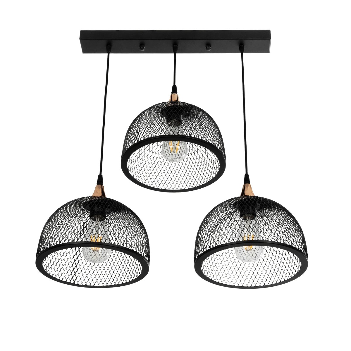 GloboStar® GLIND 201-0082 Vintage Κρεμαστό Φωτιστικό Ράγα Ράγα Τρίφωτο 3 x E27 IP20 Μαύρο Μέταλλο - Μ55 x Π25 x Υ70cm - Image 4