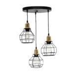 GloboStar® NOVARAY 201-0083 Vintage Κρεμαστό Φωτιστικό Πλέγμα Τρίφωτο 3 x E27 IP20 Μαύρο Μέταλλο - Μ33 x Π33 x Υ75cm - Image 3
