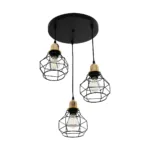 GloboStar® NOVARAY 201-0083 Vintage Κρεμαστό Φωτιστικό Πλέγμα Τρίφωτο 3 x E27 IP20 Μαύρο Μέταλλο - Μ33 x Π33 x Υ75cm - Image 4