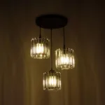 GloboStar® FLAREX 201-0084 Vintage Κρεμαστό Φωτιστικό Πλέγμα Τρίφωτο 3 x E27 IP20 Μαύρο Μέταλλο με Κρυστάλλους - Μ33 x Π33 x Υ75cm - Image 2