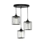 GloboStar® FLAREX 201-0084 Vintage Κρεμαστό Φωτιστικό Πλέγμα Τρίφωτο 3 x E27 IP20 Μαύρο Μέταλλο με Κρυστάλλους - Μ33 x Π33 x Υ75cm - Image 3