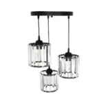 GloboStar® FLAREX 201-0084 Vintage Κρεμαστό Φωτιστικό Πλέγμα Τρίφωτο 3 x E27 IP20 Μαύρο Μέταλλο με Κρυστάλλους - Μ33 x Π33 x Υ75cm - Image 4