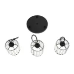 GloboStar® FLAREX 201-0084 Vintage Κρεμαστό Φωτιστικό Πλέγμα Τρίφωτο 3 x E27 IP20 Μαύρο Μέταλλο με Κρυστάλλους - Μ33 x Π33 x Υ75cm - Image 9