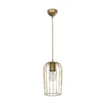 GloboStar® GLOMIA 201-0085 Vintage Κρεμαστό Φωτιστικό Πλέγμα Μονόφωτο 1 x E27 IP20 Μαύρο με Μπρονζέ Μέταλλο - Μ15 x Π15 x Υ75cm - Image 3