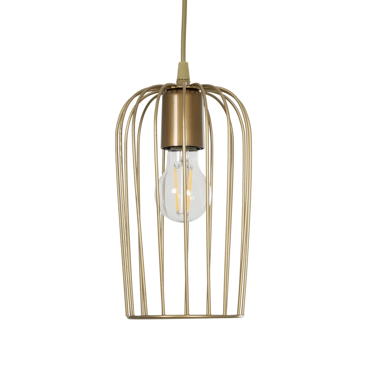 GloboStar® GLOMIA 201-0085 Vintage Κρεμαστό Φωτιστικό Πλέγμα Μονόφωτο 1 x E27 IP20 Μαύρο με Μπρονζέ Μέταλλο - Μ15 x Π15 x Υ75cm - Image 4