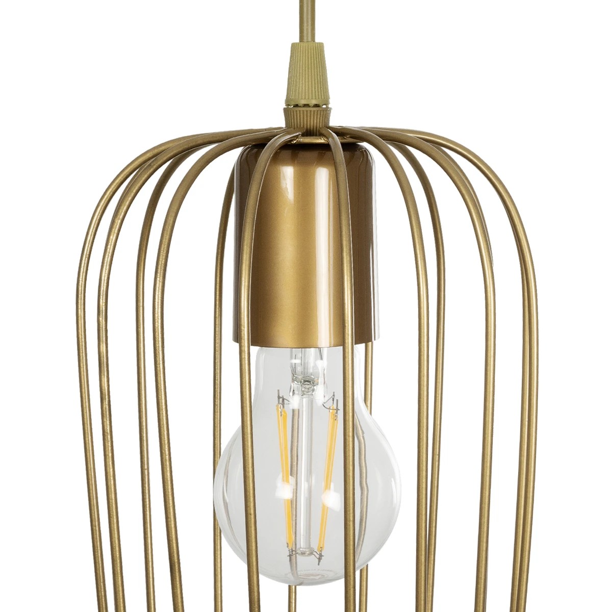 GloboStar® GLOMIA 201-0085 Vintage Κρεμαστό Φωτιστικό Πλέγμα Μονόφωτο 1 x E27 IP20 Μαύρο με Μπρονζέ Μέταλλο - Μ15 x Π15 x Υ75cm - Image 7