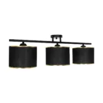 GloboStar® GLOWEN 201-0086 Vintage Φωτιστικό Οροφής Ράγα Τρίφωτο 3 x E27 IP20 Μαύρο Μέταλλο με Καφέ Υφάσμα - Μ79 x Π25 x Υ26cm - Image 3