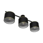 GloboStar® GLOWEN 201-0086 Vintage Φωτιστικό Οροφής Ράγα Τρίφωτο 3 x E27 IP20 Μαύρο Μέταλλο με Καφέ Υφάσμα - Μ79 x Π25 x Υ26cm - Image 4