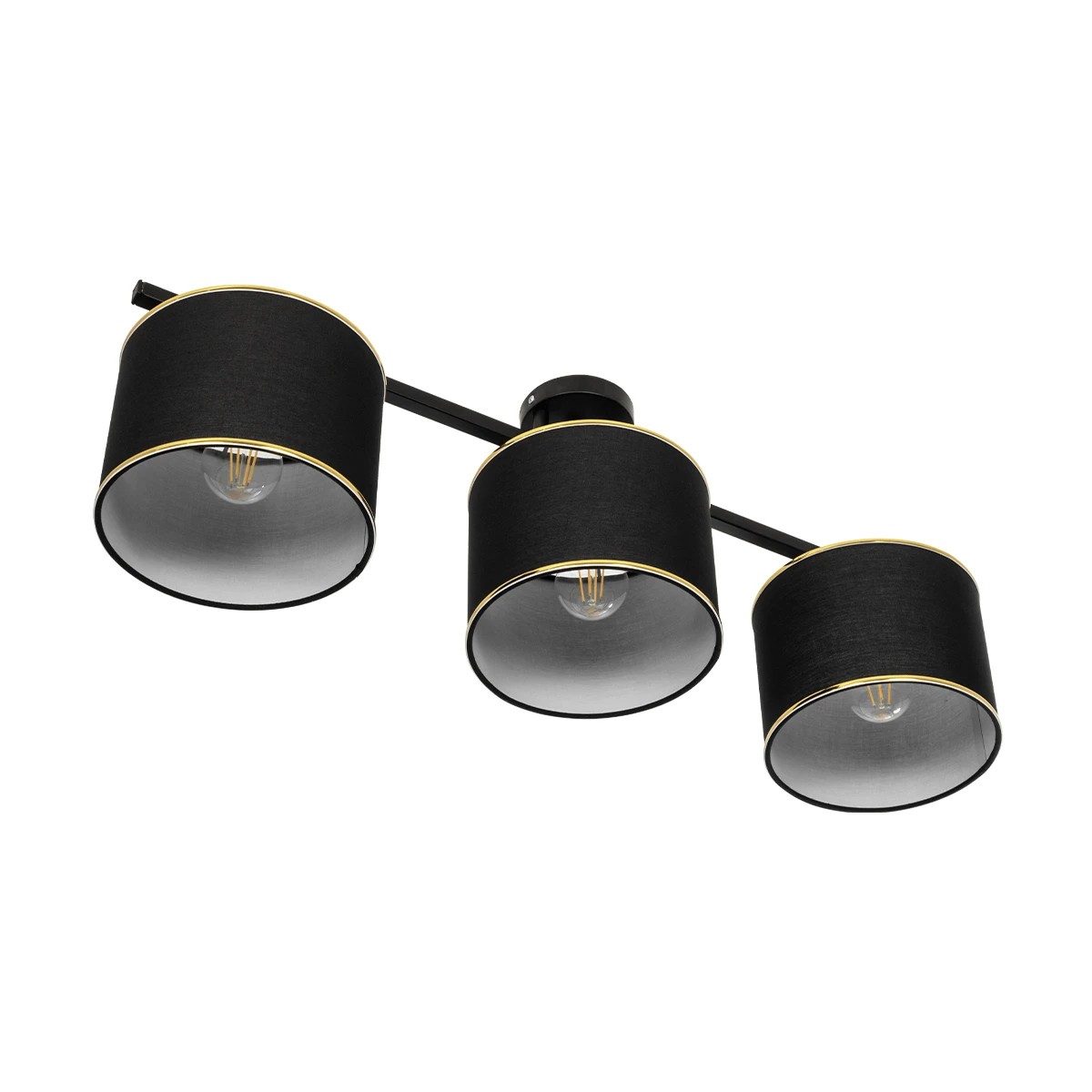 GloboStar® GLOWEN 201-0086 Vintage Φωτιστικό Οροφής Ράγα Τρίφωτο 3 x E27 IP20 Μαύρο Μέταλλο με Καφέ Υφάσμα - Μ79 x Π25 x Υ26cm - Image 4