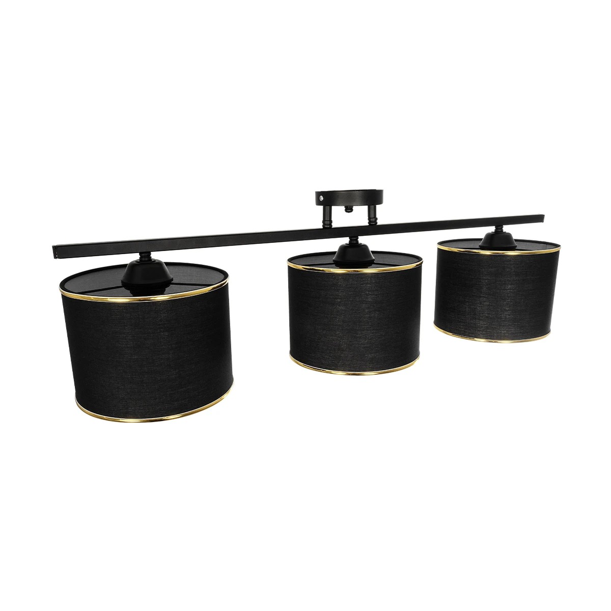 GloboStar® GLOWEN 201-0086 Vintage Φωτιστικό Οροφής Ράγα Τρίφωτο 3 x E27 IP20 Μαύρο Μέταλλο με Καφέ Υφάσμα - Μ79 x Π25 x Υ26cm - Image 5