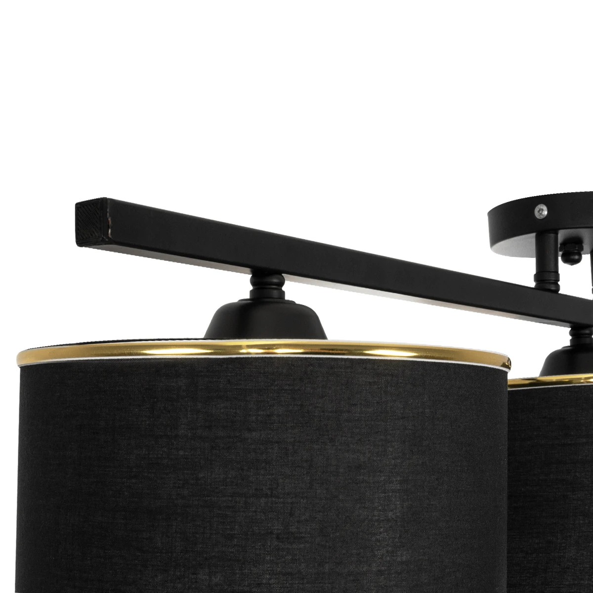GloboStar® GLOWEN 201-0086 Vintage Φωτιστικό Οροφής Ράγα Τρίφωτο 3 x E27 IP20 Μαύρο Μέταλλο με Καφέ Υφάσμα - Μ79 x Π25 x Υ26cm - Image 6