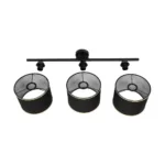 GloboStar® GLOWEN 201-0086 Vintage Φωτιστικό Οροφής Ράγα Τρίφωτο 3 x E27 IP20 Μαύρο Μέταλλο με Καφέ Υφάσμα - Μ79 x Π25 x Υ26cm - Image 9