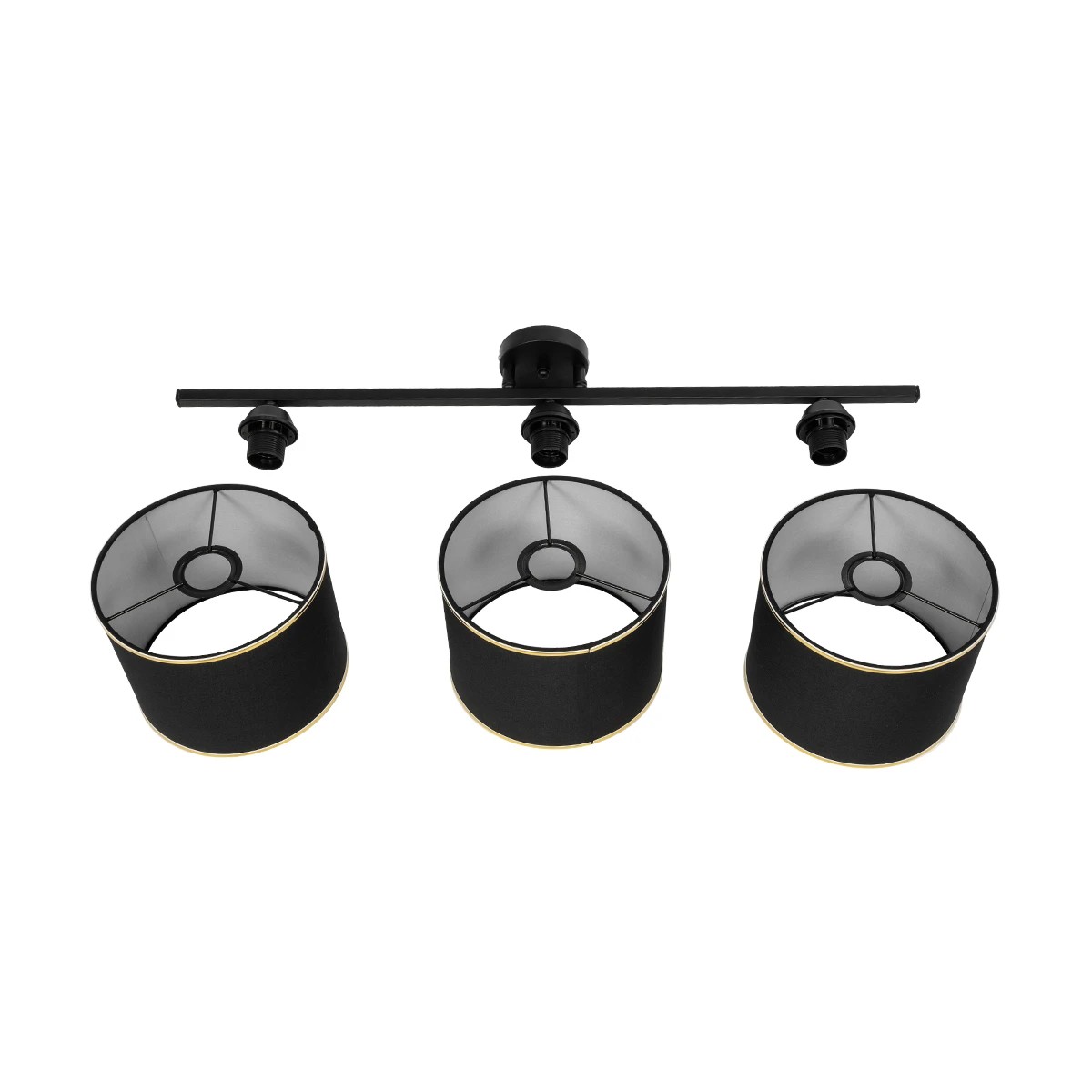 GloboStar® GLOWEN 201-0086 Vintage Φωτιστικό Οροφής Ράγα Τρίφωτο 3 x E27 IP20 Μαύρο Μέταλλο με Καφέ Υφάσμα - Μ79 x Π25 x Υ26cm - Image 9