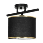 GloboStar® GLOWEN 201-0087 Vintage Φωτιστικό Οροφής Ράγα Μονόφωτο 1 x E27 IP20 Μαύρο Μέταλλο με Καφέ Υφάσμα - Μ28 x Π25 x Υ26cm - Image 3