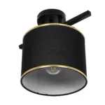 GloboStar® GLOWEN 201-0087 Vintage Φωτιστικό Οροφής Ράγα Μονόφωτο 1 x E27 IP20 Μαύρο Μέταλλο με Καφέ Υφάσμα - Μ28 x Π25 x Υ26cm - Image 4
