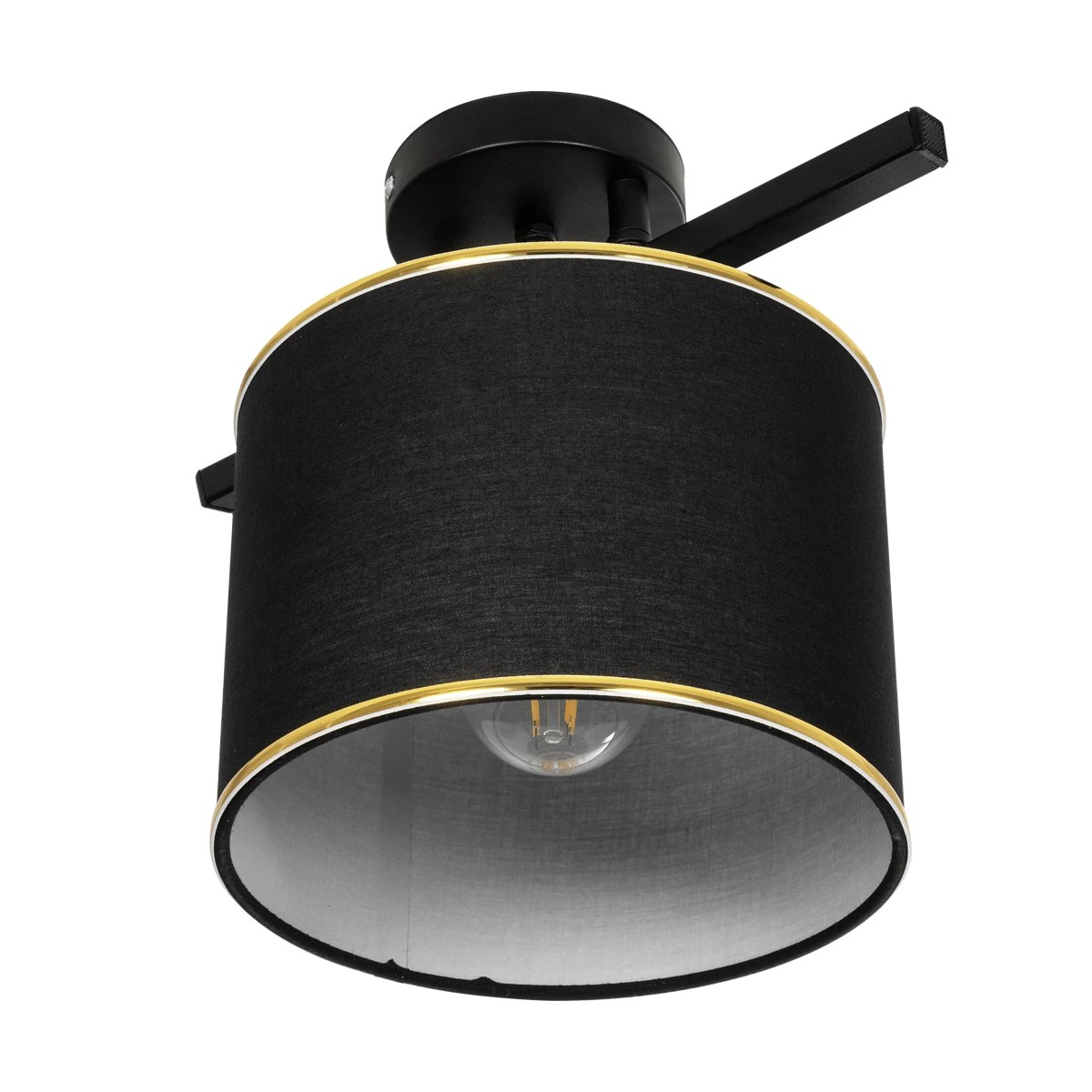 GloboStar® GLOWEN 201-0087 Vintage Φωτιστικό Οροφής Ράγα Μονόφωτο 1 x E27 IP20 Μαύρο Μέταλλο με Καφέ Υφάσμα - Μ28 x Π25 x Υ26cm - Image 4